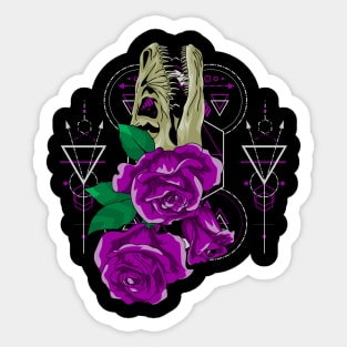 purple rose skull dinosaurs Sticker